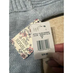 Pink Republic sky blue crew neck sweater Sz M NWT thumbnail 4