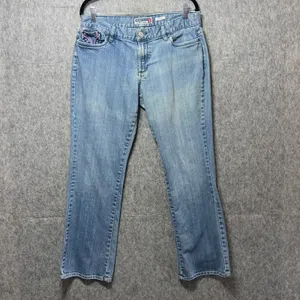 Vintage Y2K Old Navy Blue Jeans Ultra Low Waist Stretch Bootcut Denim‎ Size 12 thumbnail 8