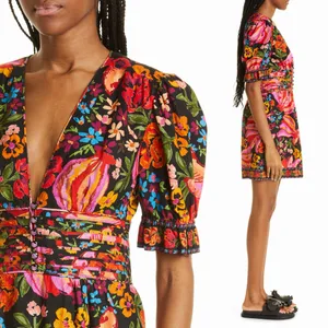 Farm Rio Spring Bananas Belted Black Mini Dress thumbnail 3