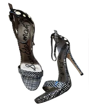 Sam Edelman Eleanor Polka Dot Printed Open Toe Platform Leather Heels thumbnail 1