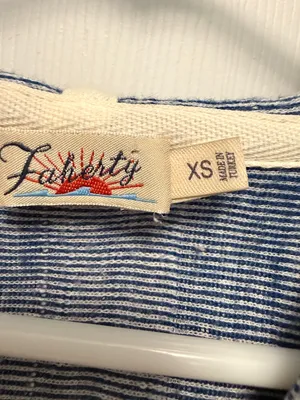 Faherty Islet Striped Poncho XS Blue Cream Hooded Coastal Baja Pullover‎ Sweater thumbnail 6