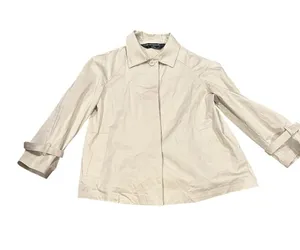 NORMA KAMALI Luxury Jacket Cropped Flared Swing Lightweight Neutral Tan Coat 6 thumbnail 1