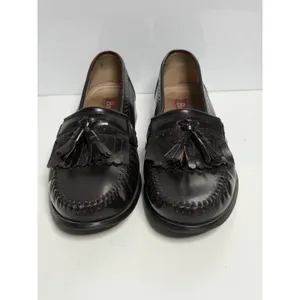 BASS Men's Loafers US Size 9W Black 100% Leather Tassel Slip-On Burgundy C-4 thumbnail 2