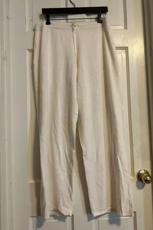 Cream White Wide Leg Sweatpants Size Medium thumbnail 4