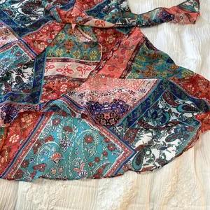 One World Woven Chiffon Ruffle Mixed Patchwork Knit Lined Midi Dress Women's XL thumbnail 5
