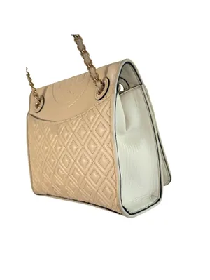 Tory Burch Quilted Leather Chain Shoulder Bag Ivory Cream Crossbody Purse Gold thumbnail 5