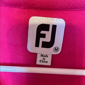 FOOTJOY Fleece Jacket‎ Women Medium Hot Pink Asymmetrical Zip Thumbholes Golf thumbnail 4