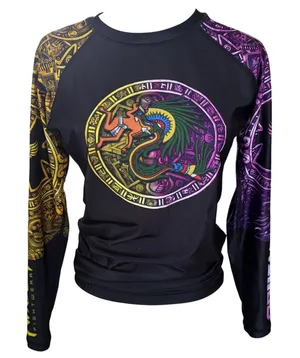Raven Fightwear Quetzalcoatl Aztec Rashguard Size M BJJ MMA Grappling thumbnail 1