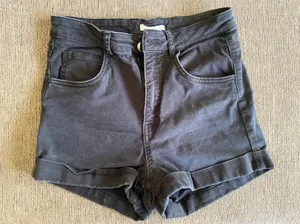 H&M High Rise Black Denim Shorts thumbnail 1