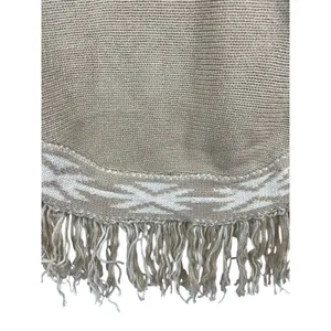 Cato Poncho Tan Knit Fringed Hem Pullover Sweater One Size NWT thumbnail 3