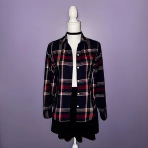 NEW Lucky Brand Navy Blue Plaid Button Up Shirt thumbnail 4