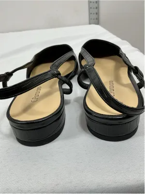 Womans NWOT C Paravano Slipon Slides Flat Black 8/8.5 Slingback Pointed Toe thumbnail 4