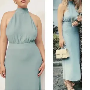 NWT Reformation Lisbeth Dress size 12 Large Celadon Midi formal dress green thumbnail 3