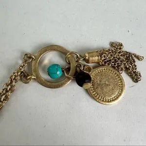 NY Collection Layered Necklace w/ Moon, Coin, Tassel, Turquoise Colored Stone Witchcore thumbnail 9