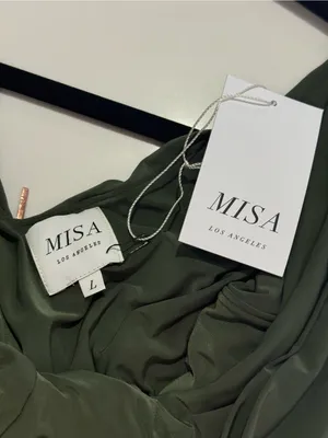 MISA Los Angeles Leza Gathered Crossover Sleeveless Tulip Maxi Dress in Green L thumbnail 11