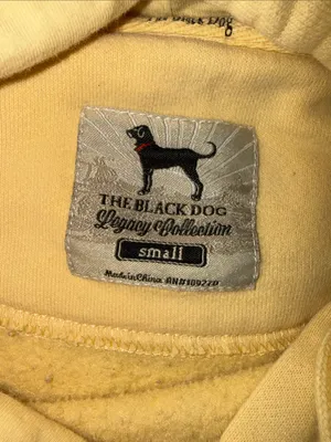 The Black Dog Pale Yellow Pullover Hoodie with Black Dog Logo thumbnail 6
