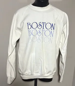 Fruit of the Loom Boston VINTAGE XL White Crewneck Sweatshirt thumbnail 1
