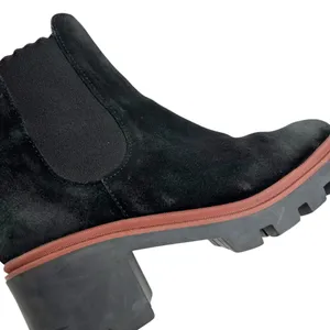 Antonio de Faria Black Suede Chunky Heeled Chelsea Boots thumbnail 7