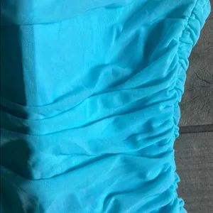 Tic Toc Blue Strapless Ruched Bodycon Dress thumbnail 3