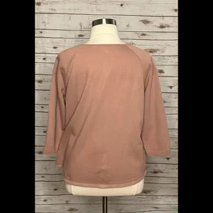 LOFT mauve cotton lace overlay fleece top Size XL thumbnail 4