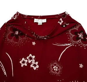 90s Y2K Women’s Mesh Skirt Floral Overlay Fairy WhimsiGoth Burgundy Size Small thumbnail 2