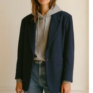 Vintage L.L. Bean Navy Wool Blazer Oversized Made in USA Classic Preppy thumbnail 3