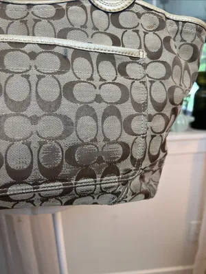 Coach Beige Signature Canvas Tote with Gold Trim thumbnail 4
