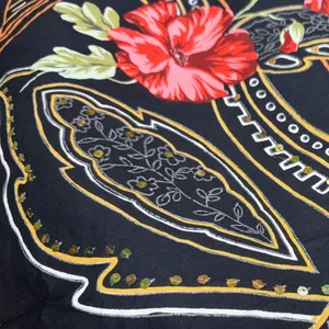 Le Mieux Studio Womens Black Floral Paisley Cotton Sequin Maxi Skirt Small thumbnail 4