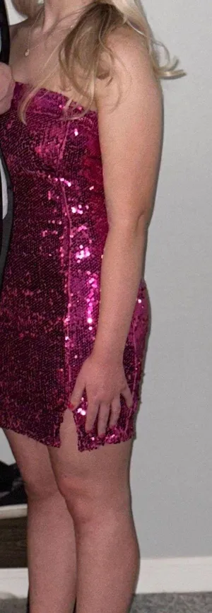 The Pants Store Hot Pink Sequin Semi Formal Dress 💖🪩💗 thumbnail 2