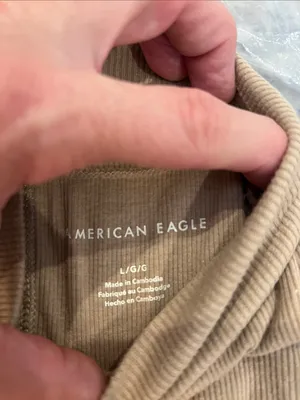 American Eagle Outfitters Lightweight Mock Neck Long-Sleeve Top in Taupe size L. thumbnail 6