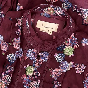 BY ANTHROPOLOGIE Mini Tunic Long Sleeve Dress Floral‎ Lace Trims Purple X-Small thumbnail 11