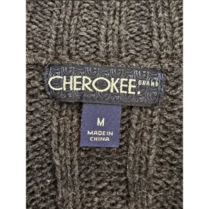 Cherokee Gray Lambswool Blend Cable Knit Full Zip Mock Neck Sweater Sz Medium thumbnail 5