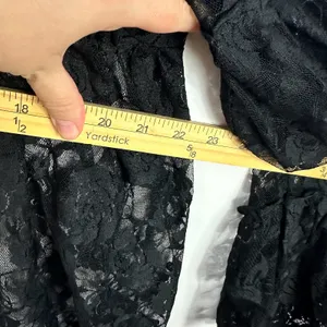 Shannon Ford New York S Black Lace Sheer Bell Sleeve Top Whimsigoth Fairy Grunge thumbnail 6