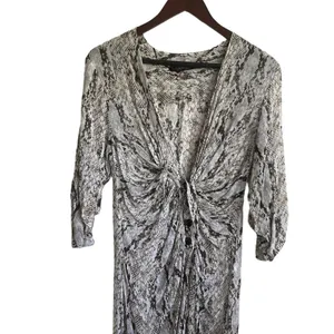 Zara Women‎ Wrap Dress S Reptile Print Surplice Neck High Slits Boho Chic Beachy thumbnail 4