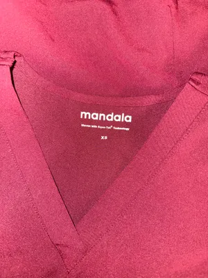 Mandala Long Sleeve Scrub Top Red Size XS thumbnail 2
