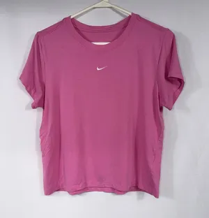 Nike The Nike Tee Pink Embroidered Swoosh Short Sleeve T-Shirt Women’s Size L thumbnail 1