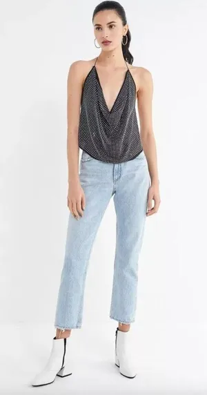 For Love & Lemons After Dark Halter Top Black Womens One Size thumbnail 13