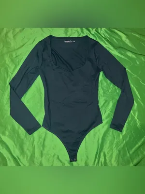 Abercrombie & Fitch Dark Green Long Sleeve Bodysuit size Small thumbnail 3