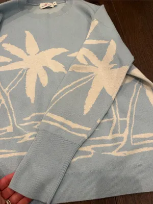 Vineyard Vines Sky Blue Palm Tree Knit Crewneck Sweater Size Medium - C4-107 thumbnail 6