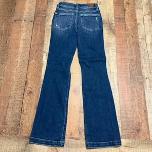 Judy Blue Women's Dark Denim Distressed Boot Cut Jeans Sz 1/25 Western Boho thumbnail 8