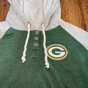 Green Bay Packers‎ Hoodie Womens XL Henley Raglan Sweatshirt NFL Majestic sporty thumbnail 4
