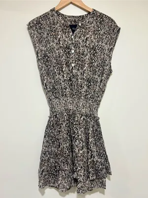 Rails Angelina Smocked Mini Dress Tan Cheetah Print Size Small thumbnail 2
