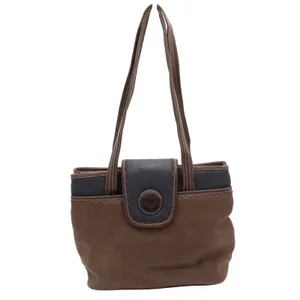 Leslie Fay Shoulder Bag Womens Medium Tote Brown Black Faux Lizard Trim thumbnail 2