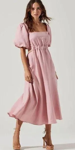 ASTR Angeles Puff Sleeve Cutout Dress thumbnail 1