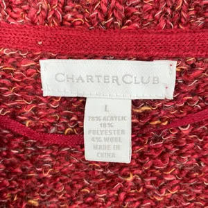 Charter Club Red Knit Cardigan Sweater Womens Size L‎ Wool Blend Button Front thumbnail 5