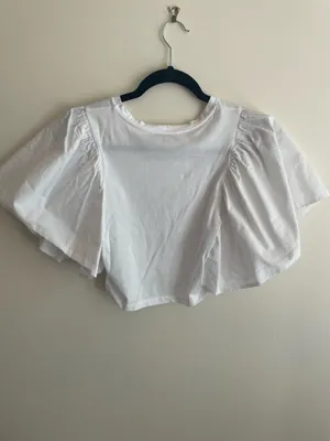 Zara White Ruffle Sleeve Cropped Top - Women thumbnail 2