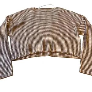 LA Hearts Womens Brown White Striped‎ Ribbed V-Neck Cropped Sweater Large thumbnail 2
