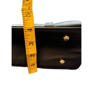 Women's Black Faux Leather Tote Bag With Multiple Compartments & Adjustable Stra thumbnail 10