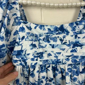 Abercrombie & Fitch Emerson Poplin Blue Floral Puff Sleeve Mini Dress Size S thumbnail 10