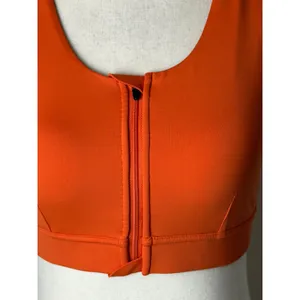 Oiselle Flyout Zip Sports Bra Women 6 Orange High Impact Running Phone Pocket thumbnail 6